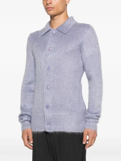 Gucci Brushed Wool Mohair Cardigan In Blue