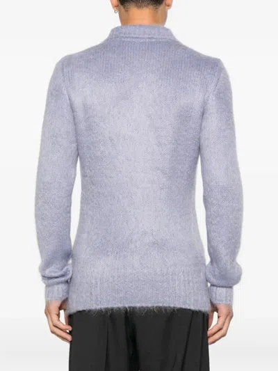 Gucci Brushed Wool Mohair Cardigan In Blue