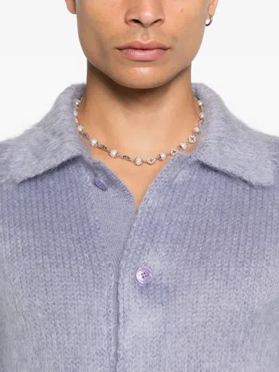 Gucci Brushed Wool Mohair Cardigan In Blue