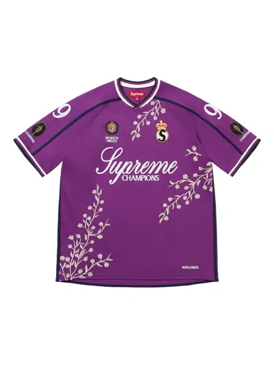 Supreme Floral Soccer T-shirt In Purple