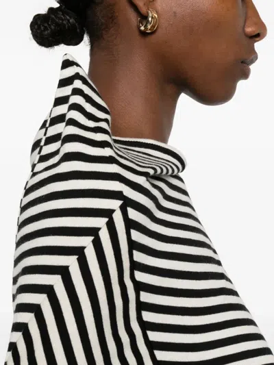 Junya Watanabe Asymmetric Striped Long Sleeve Cropped Sweater In Black