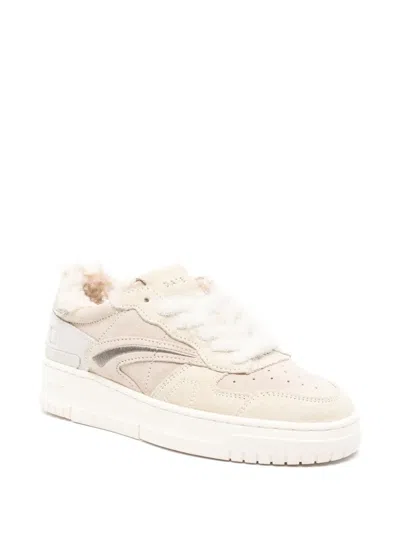 Date Shearling-panel Sneakers In Neutral