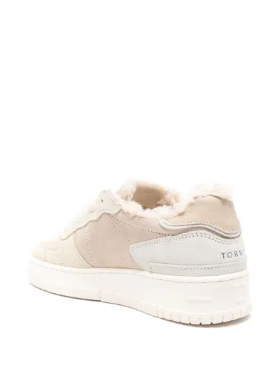 Date Shearling-panel Sneakers In Neutral