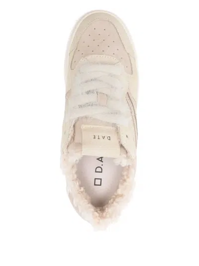 Date Shearling-panel Sneakers In Neutral