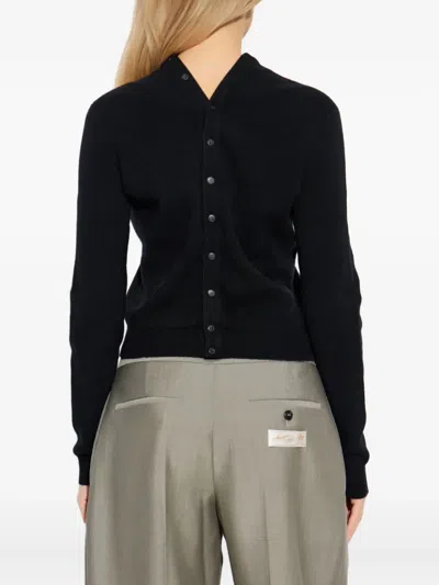 Alexander Wang Long Sleeve High Neck Button Up Cardigan In Black