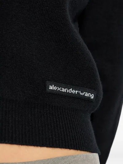 Alexander Wang Long Sleeve High Neck Button Up Cardigan In Black