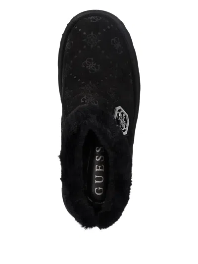 Guess Usa Trimnmed Logo-detail Flat Mules In Black