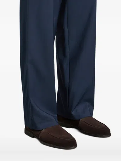 Santoni Suede Panelled Loafers In Brown