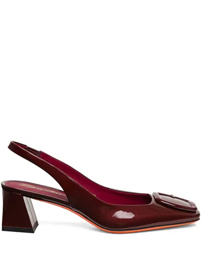 Santoni 50mm Buckle Patent Leather Pumps In Red