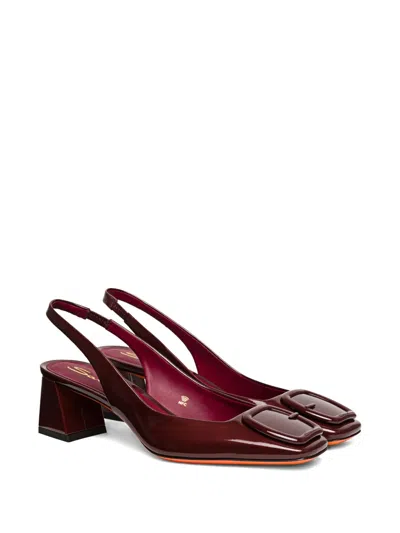 Santoni 50mm Buckle Patent Leather Pumps In Red