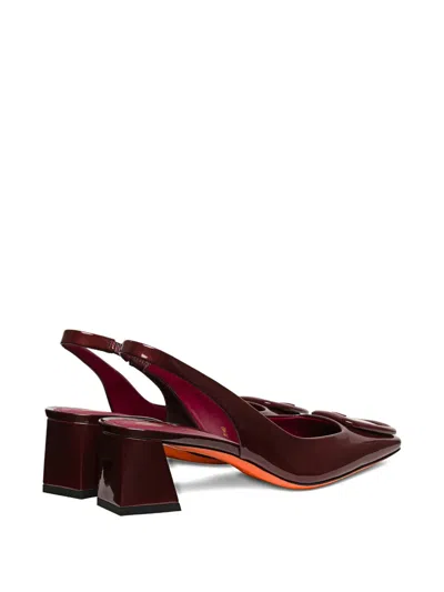 Santoni 50mm Buckle Patent Leather Pumps In Red