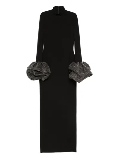 Solace London Viviana High-neck Maxi Dress In Black