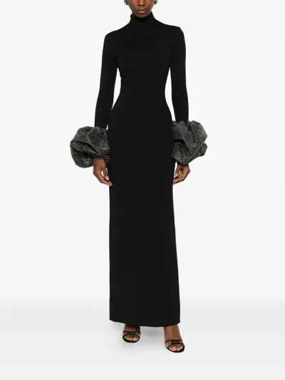 Solace London Viviana High-neck Maxi Dress In Black