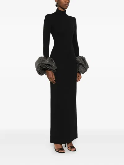 Solace London Viviana High-neck Maxi Dress In Black