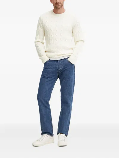 Theory Cable-knit Crew-neck Sweater In White