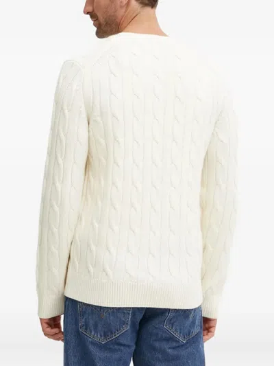 Theory Cable-knit Crew-neck Sweater In White