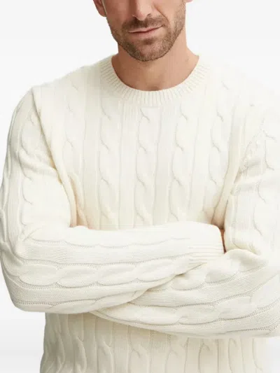 Theory Cable-knit Crew-neck Sweater In White
