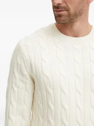 Theory Cable-knit Crew-neck Sweater In White