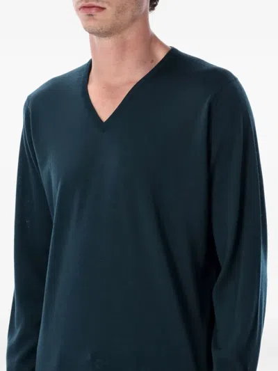 John Smedley Blenheim Extra Fine Merino Wool V-neck Jumper In Green