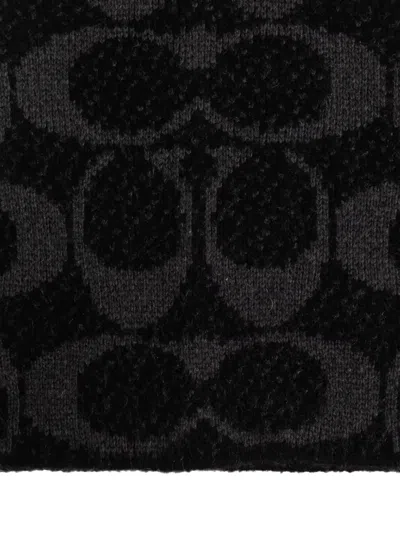 Coach Logo-patterned Beanie In Black