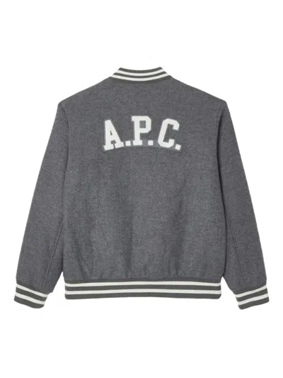 Apc Micky Striped Blouson Jacket In Gray