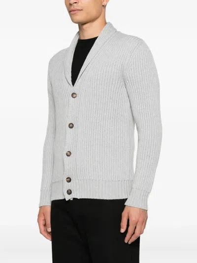 Eleventy Shawl Collar Cardigan Front Pockets In Gray