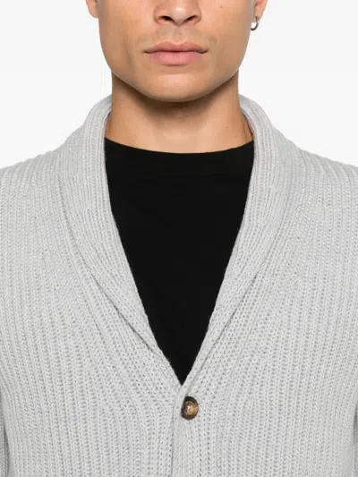 Eleventy Shawl Collar Cardigan Front Pockets In Gray
