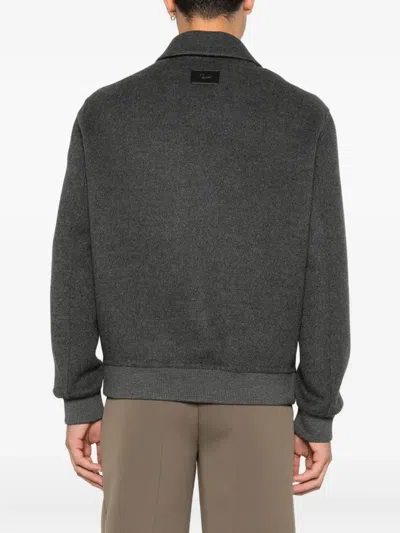 Fendi Double Wool Jacket With Ff Detail In Black