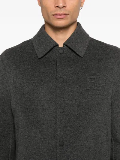 Fendi Double Wool Jacket With Ff Detail In Black