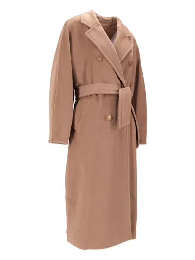 Max Mara Madame Double-breasted Belted Coat In Brown