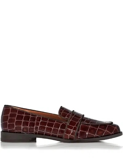Aquazzura Martin Crocodile-effect Loafers In Brown