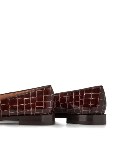 Aquazzura Martin Crocodile-effect Loafers In Brown