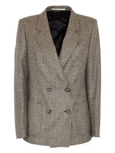 Tagliatore Houndstooth-pattern Double-breasted Blazer In Gray