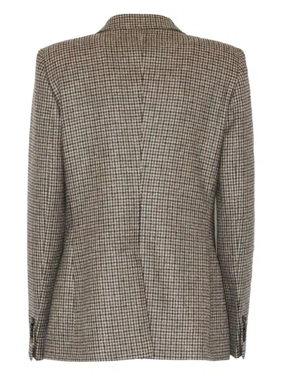 Tagliatore Houndstooth-pattern Double-breasted Blazer In Gray