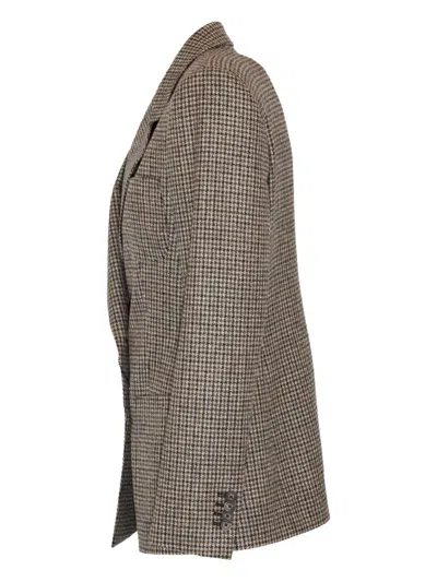 Tagliatore Houndstooth-pattern Double-breasted Blazer In Gray