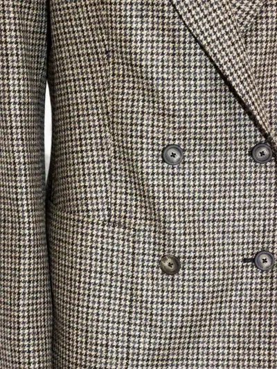 Tagliatore Houndstooth-pattern Double-breasted Blazer In Gray