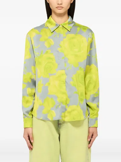 Msgm Floral-detail Shirt In Multi