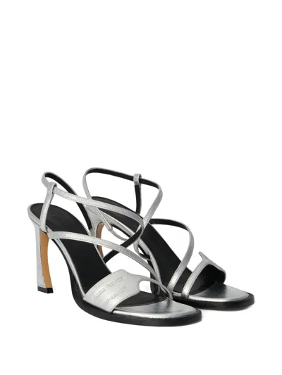 Off-white Zip Tie Loop Sandals In Silver