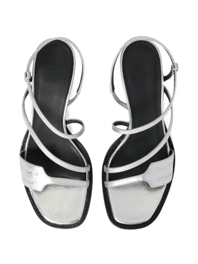 Off-white Zip Tie Loop Sandals In Silver