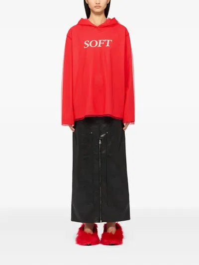 Msgm Long-sleeve Hoodie In Red