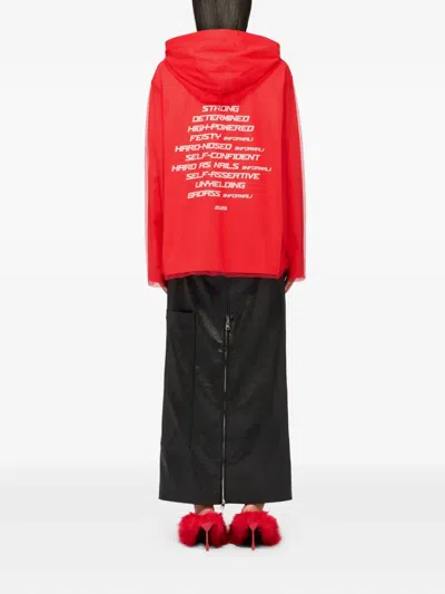 Msgm Long-sleeve Hoodie In Red