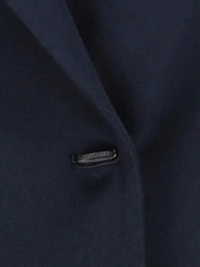 Tagliatore Tailored Black Jacket With Classic Collar And Minimalistic Design In Blue