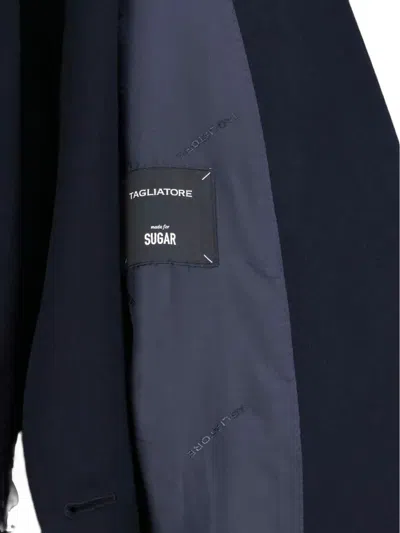 Tagliatore Tailored Black Jacket With Classic Collar And Minimalistic Design In Blue