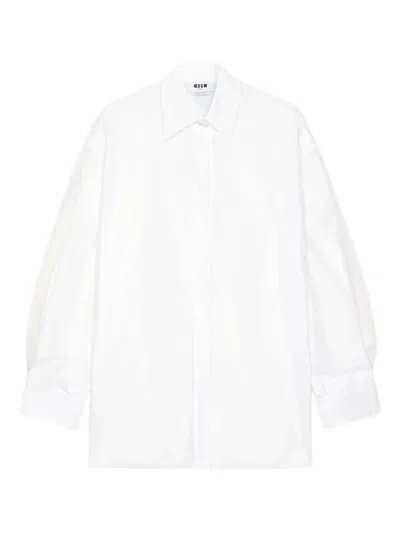 Msgm Balloon-sleeve Shirt In White