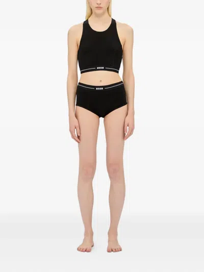 Msgm Logo-detail Briefs In Black