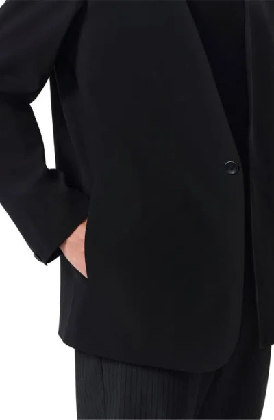 Rag & Bone Slim Fit Collarless Black Wool Blend Ripstop Sport Coat In Black