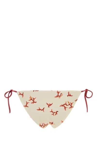 Fendi Bird Print Low-rise Tie-side Bikini Bottom In Neutral