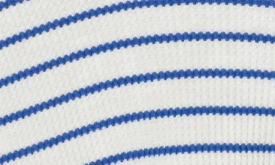 Mother Stripe Waffle Stitch Top In White