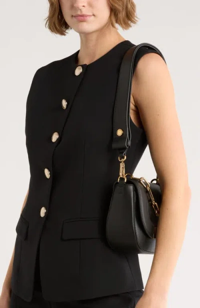 Karl Lagerfeld Paris Ivette Quilted Leather Crossbody In Black