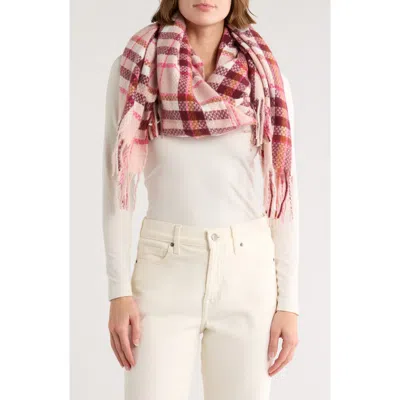 Vince Camuto Basketweave Fringe Scarf In Red